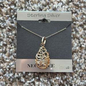 Sterling Silver Statement Pendant Necklace with Wire-Wrapped Design